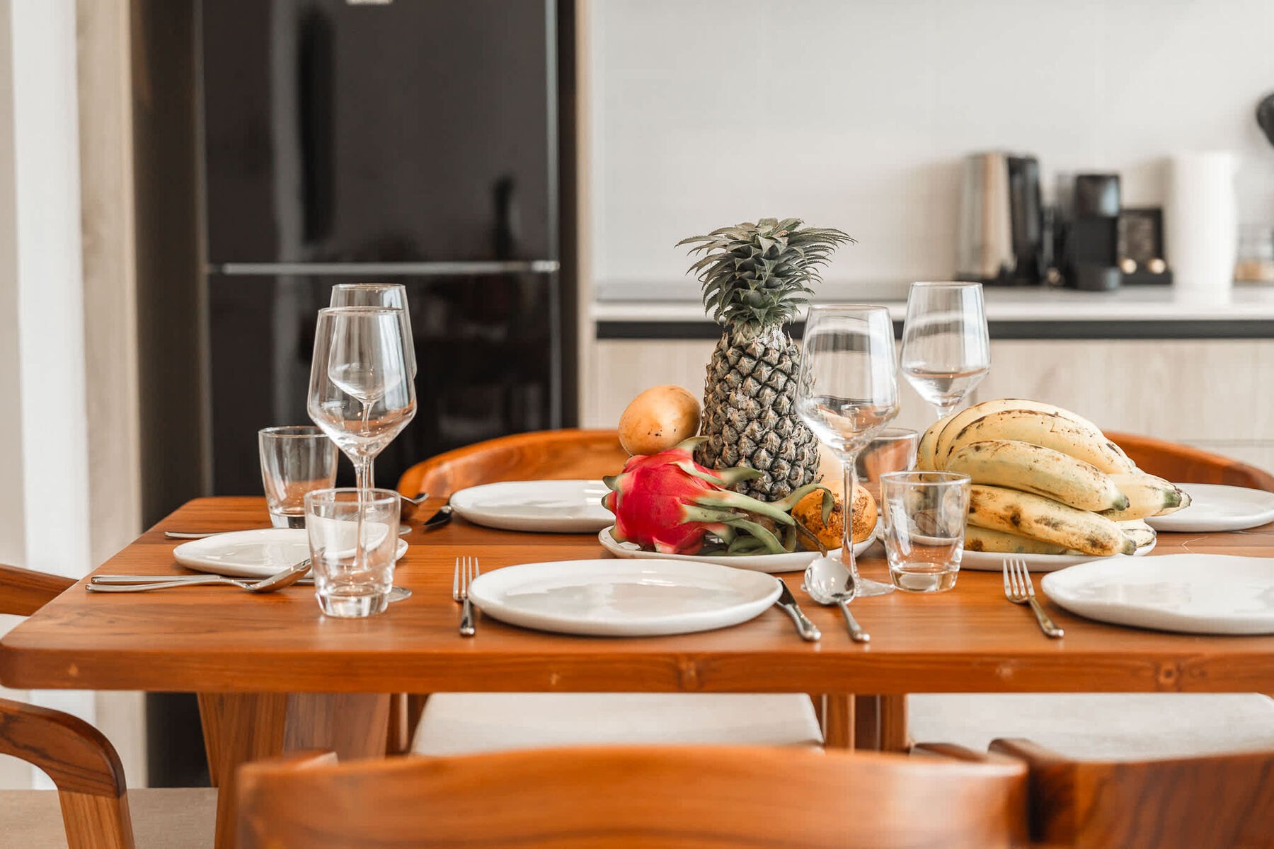 Breakfast laid out on the dining table